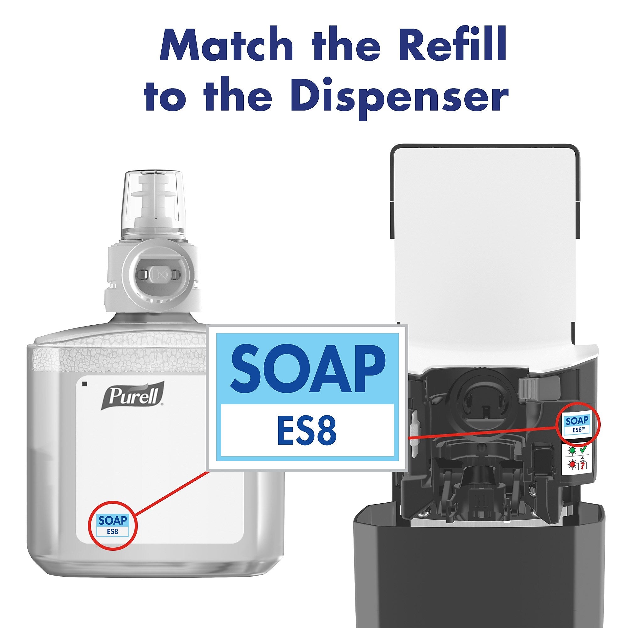 Purell ES8 Foaming Hand Soap Refill for ES Dispenser, Light Scent, 2/Carton