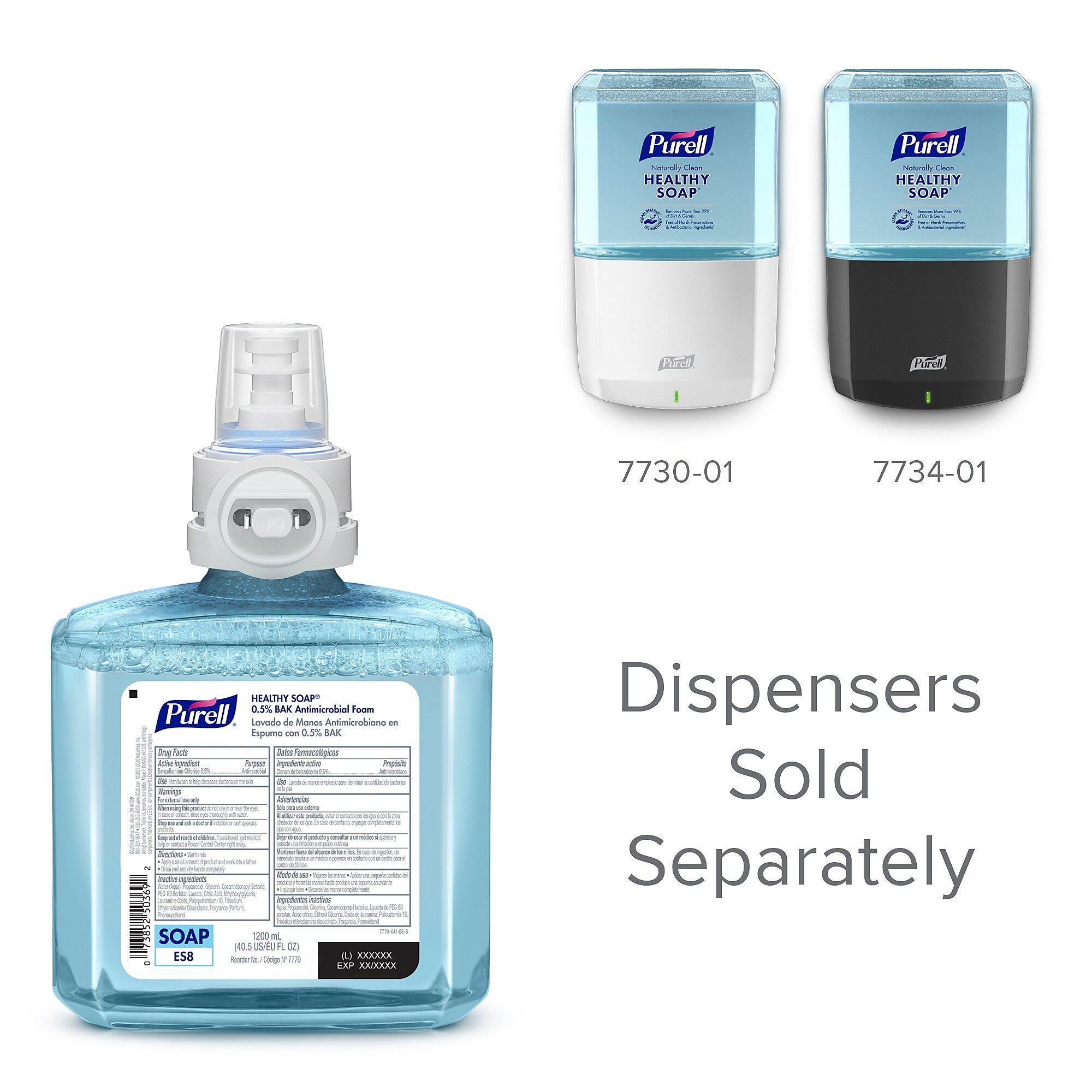 Purell ES8 Foaming Hand Soap Refill for ES Dispenser, Light Scent, 2/Carton