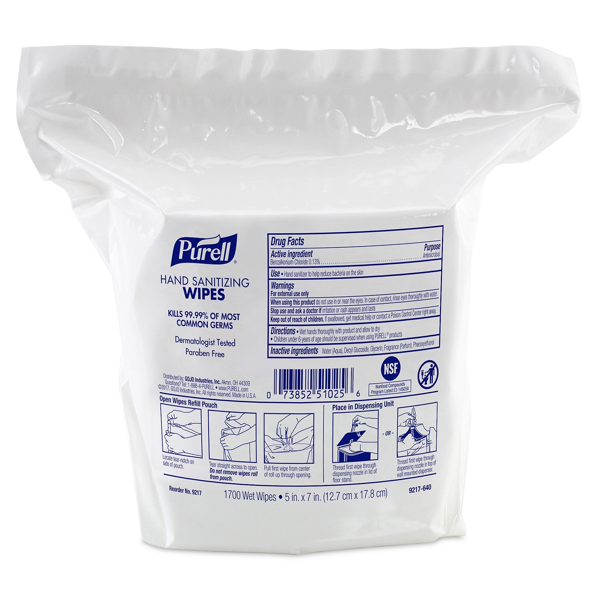 PURELL Hand Sanitizing Wipes Refill, 1700 Count, 2/Carton