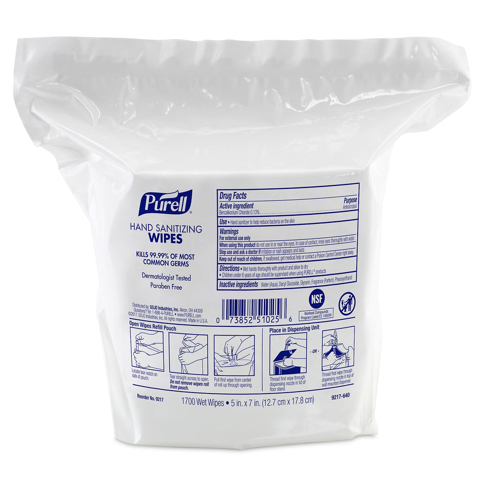 PURELL Hand Sanitizing Wipes Refill, 1700 Wipes/Carton, 2/Carton