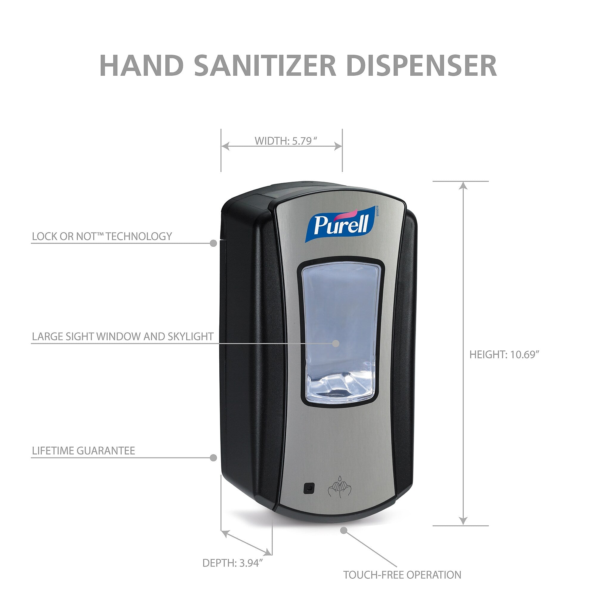 PURELL LTX 12 Automatic Wall Mounted Hand Sanitizer Dispenser, Chrome/Black