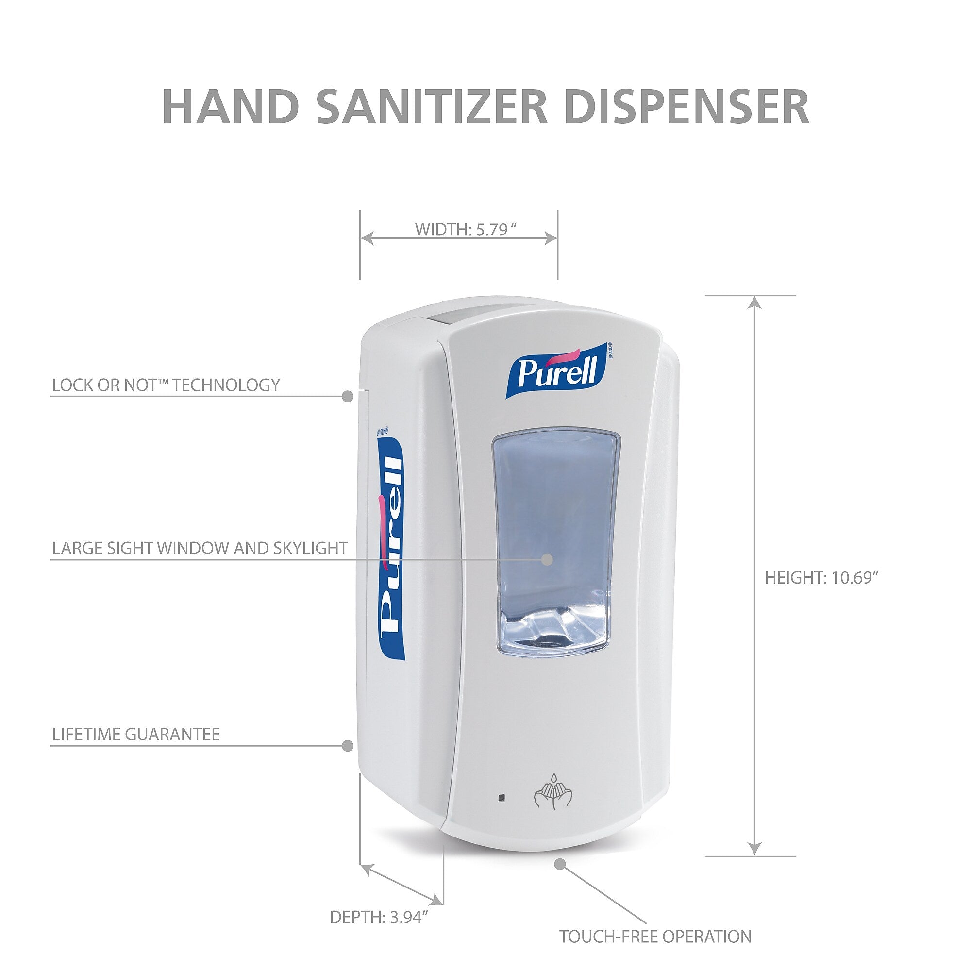 Purell LTX-12 Automatic Wall Mounted Hand Sanitizer Dispenser, White