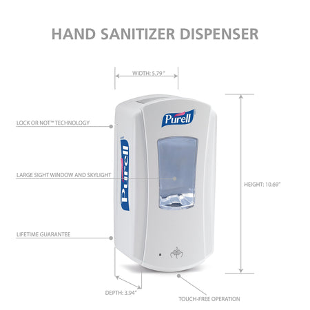 Purell LTX-12 Automatic Wall Mounted Hand Sanitizer Dispenser, White