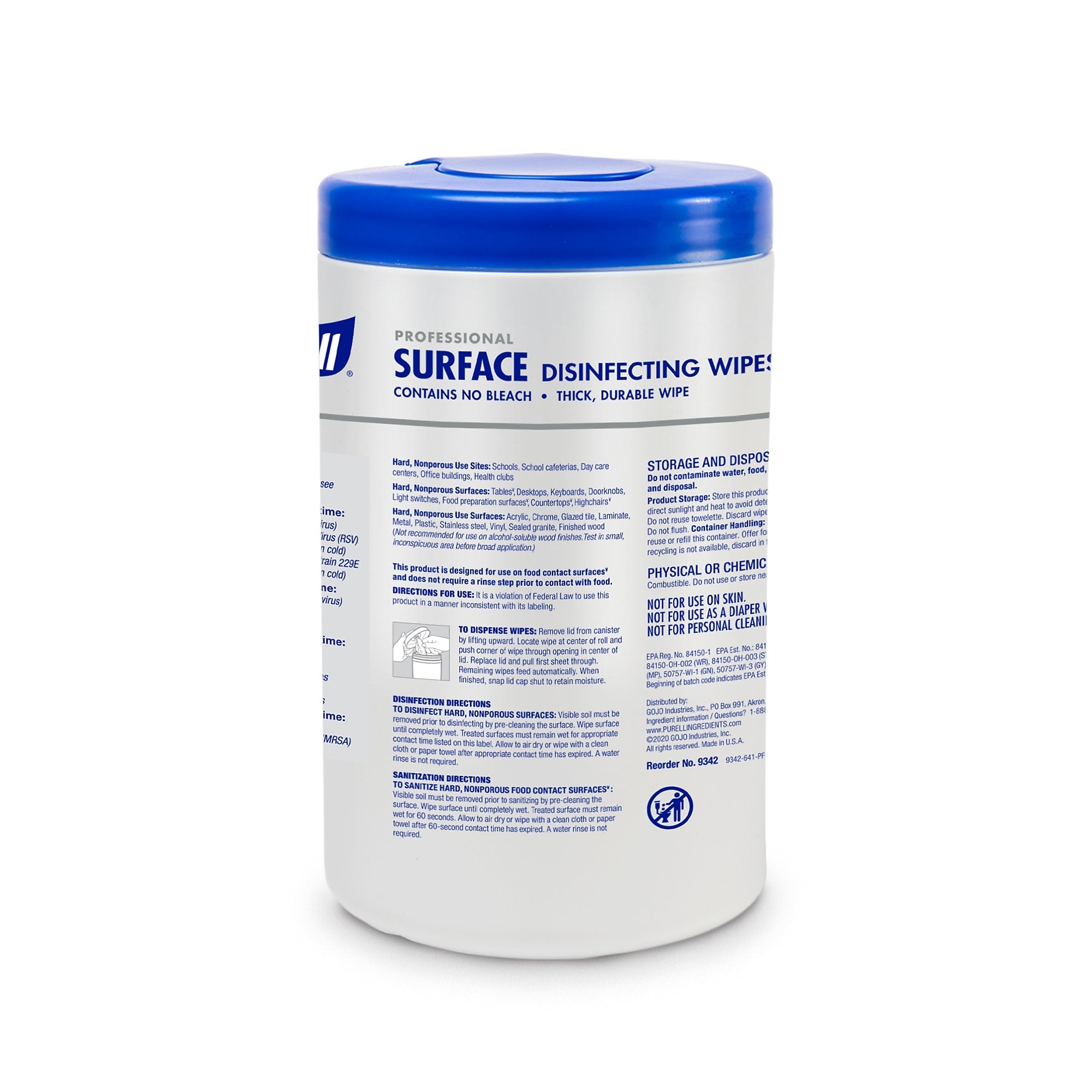 PURELL Professional Disinfecting Wipes, Fresh Citrus Scent, 110 Wipes/Container, 6/Carton