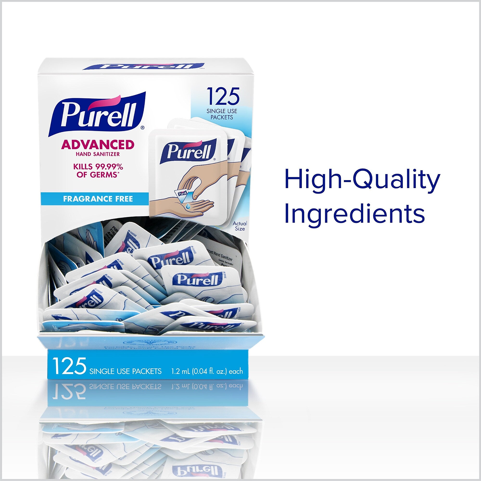 PURELL SINGLES 70% Alcohol Gel Hand Sanitizer, 125/Box