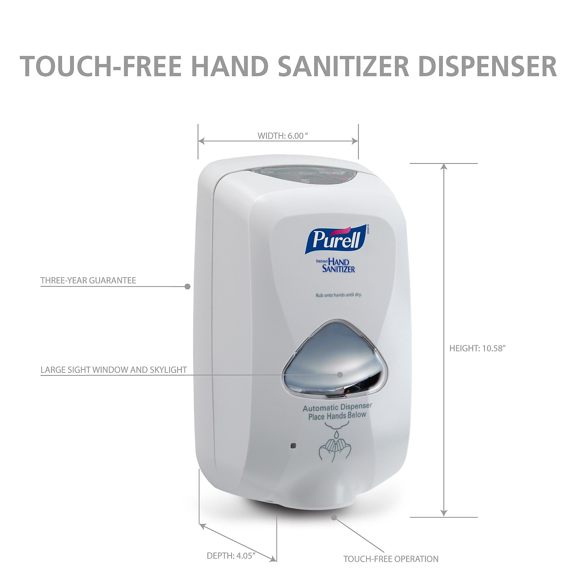 Purell TFX Automatic Wall Mounted Hand Sanitizer Dispenser, Dove Gray