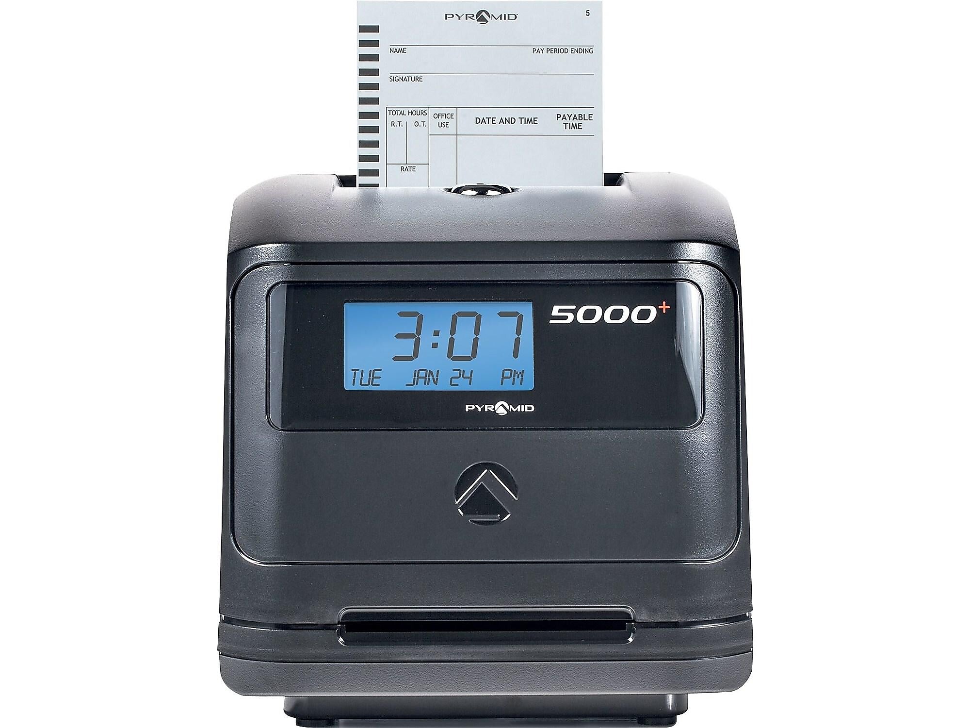 Pyramid Auto Calculating Punch Card Time Clock System, Black