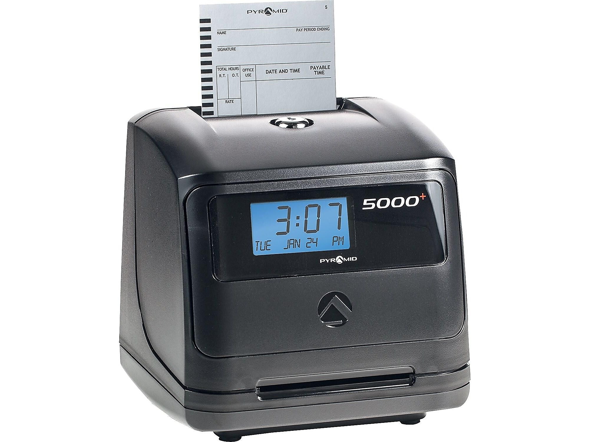 Pyramid Auto Calculating Punch Card Time Clock System, Black