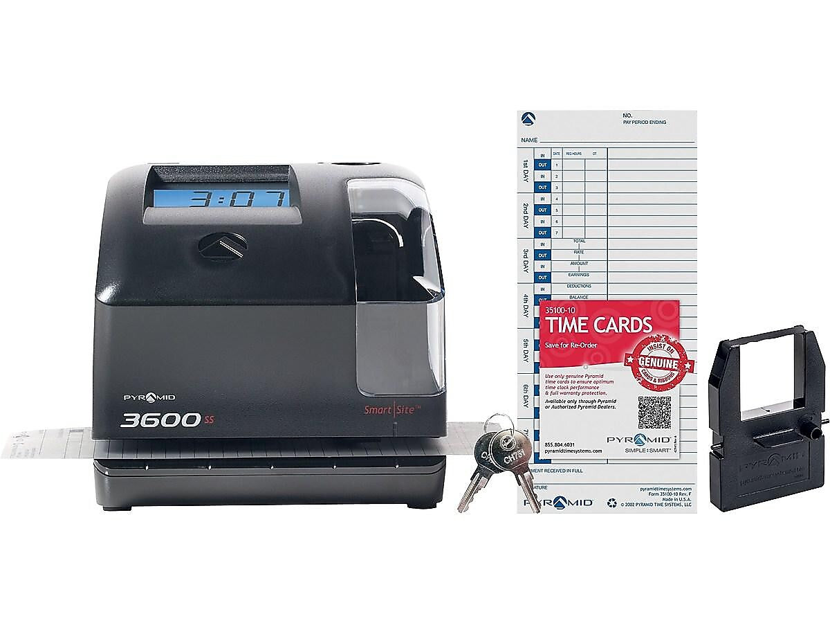 Pyramid Punch Card Time Clock System, Black