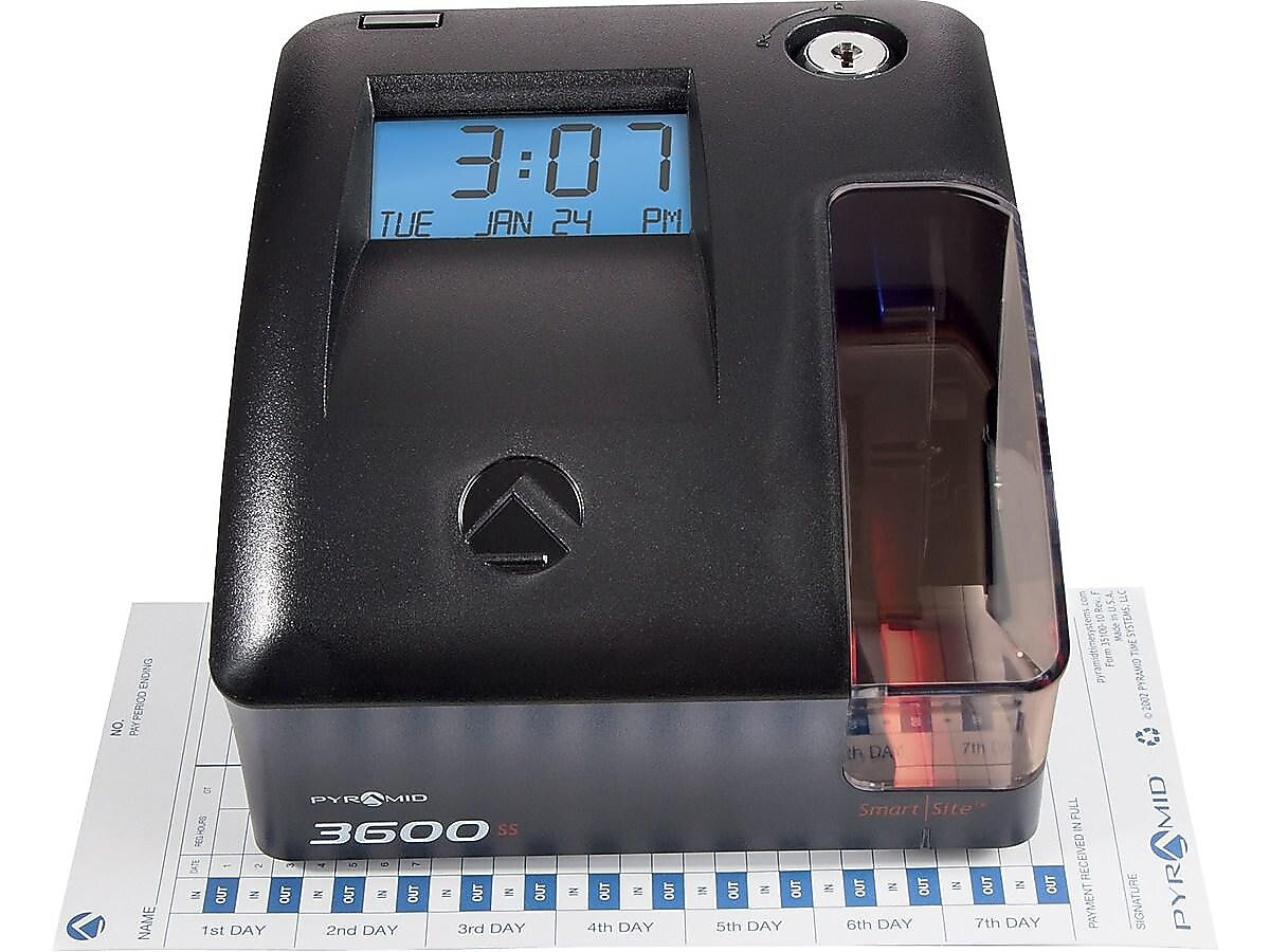 Pyramid Punch Card Time Clock System, Black