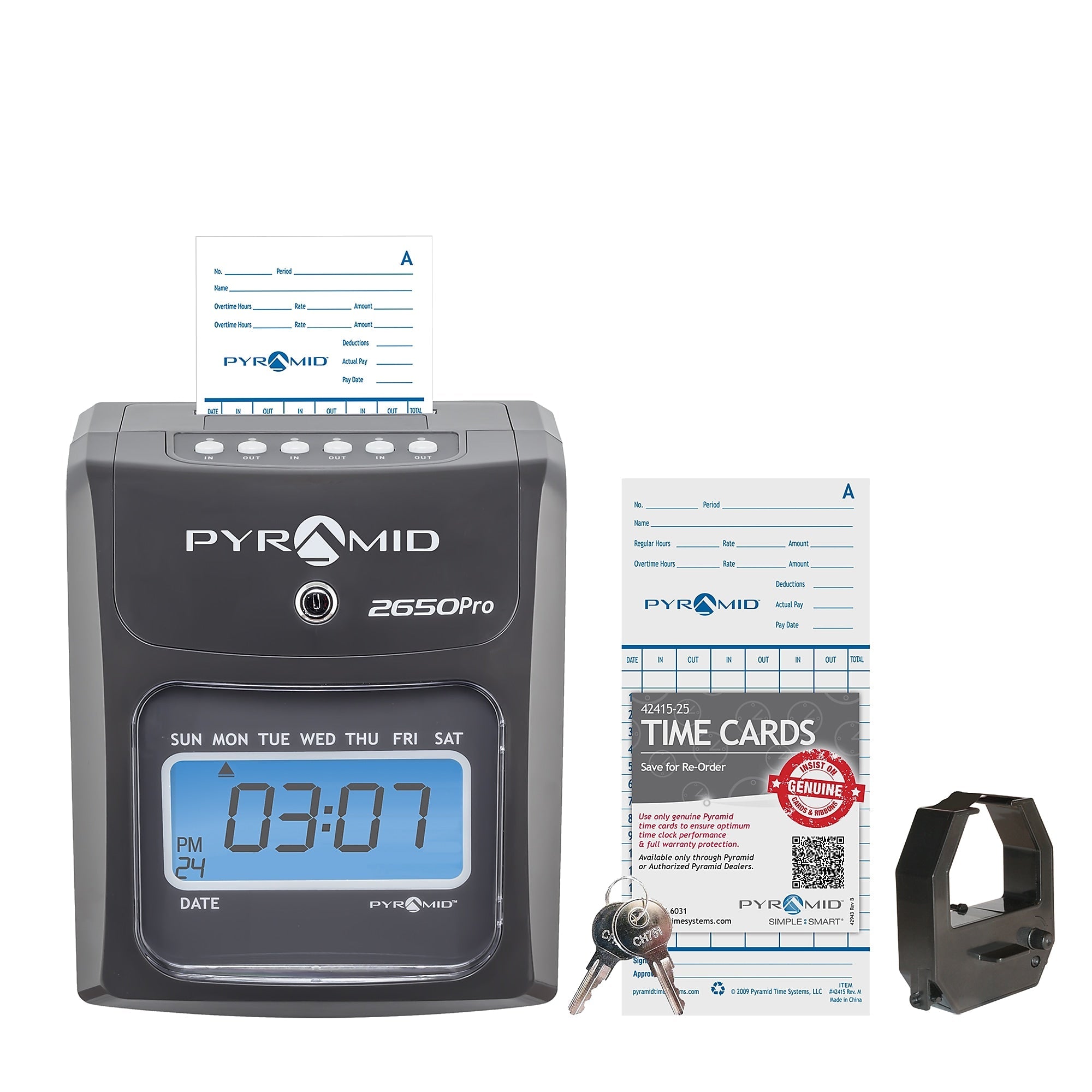 Pyramid Punch Card Time Clock System, Charcoal