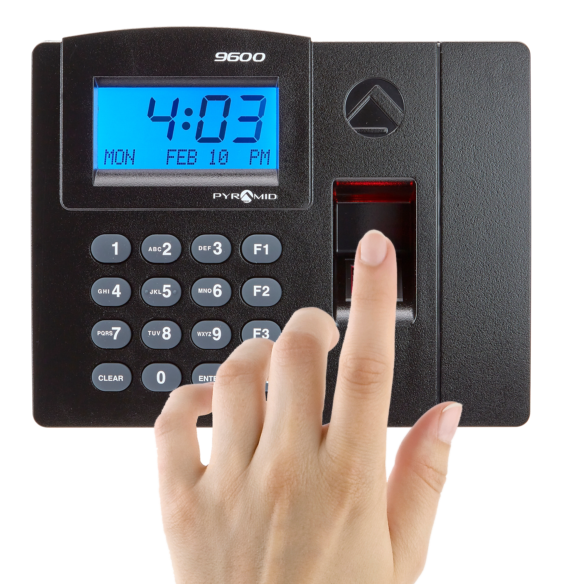 Pyramid TimeTrax Elite Fingerprint Time Clock System, Silver/Black
