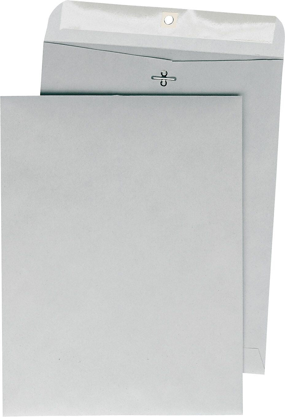 Quality Park 28lb. Clasp Colored Kraft Catalog Envelopes, Grey Kraft, 9x12