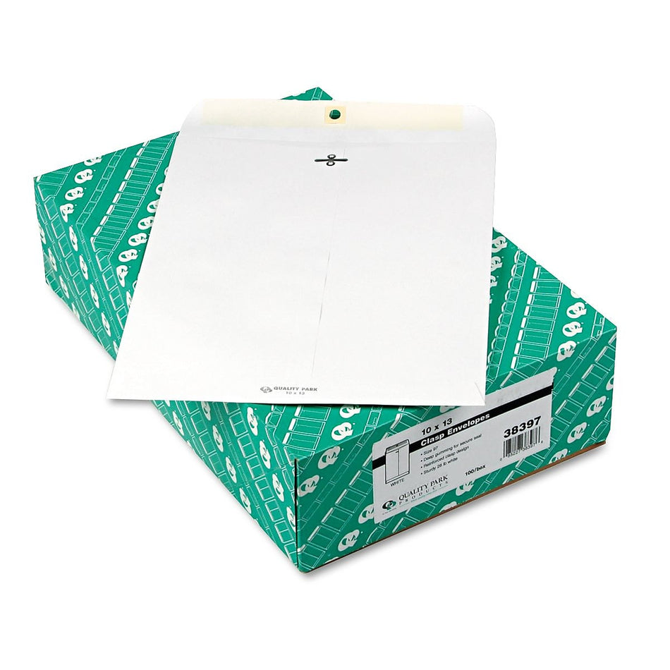 Quality Park Clasp Catalog Envelope 10" x 13", White, 100/Box