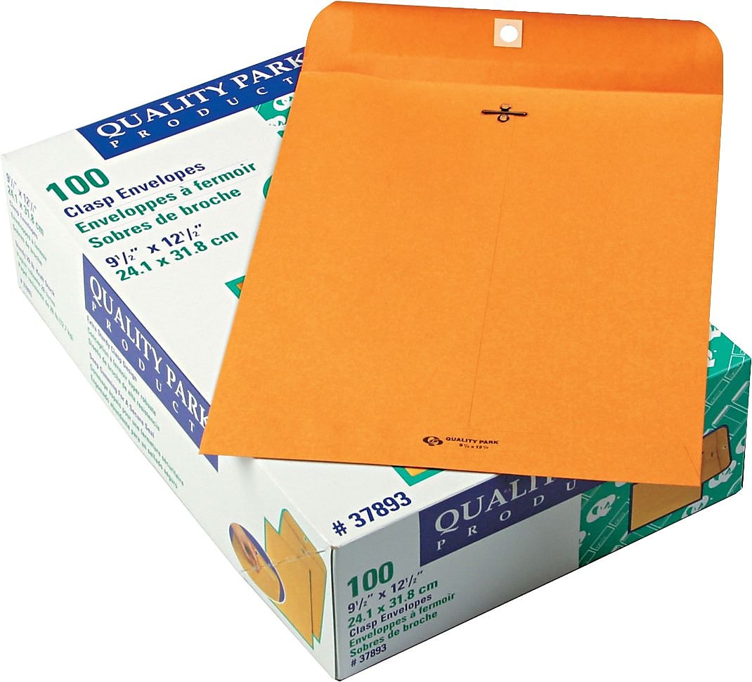 Quality Park Clasp Kraft Catalog Envelope, 9 1/2" x 12 1/2", Brown, 100/Box