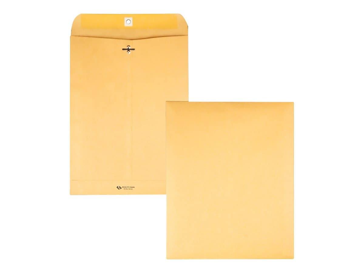 Quality Park Clasp & Moistenable Glue Kraft Catalog Envelopes, 9.25" x 14.5", Brown Kraft, 100/Box