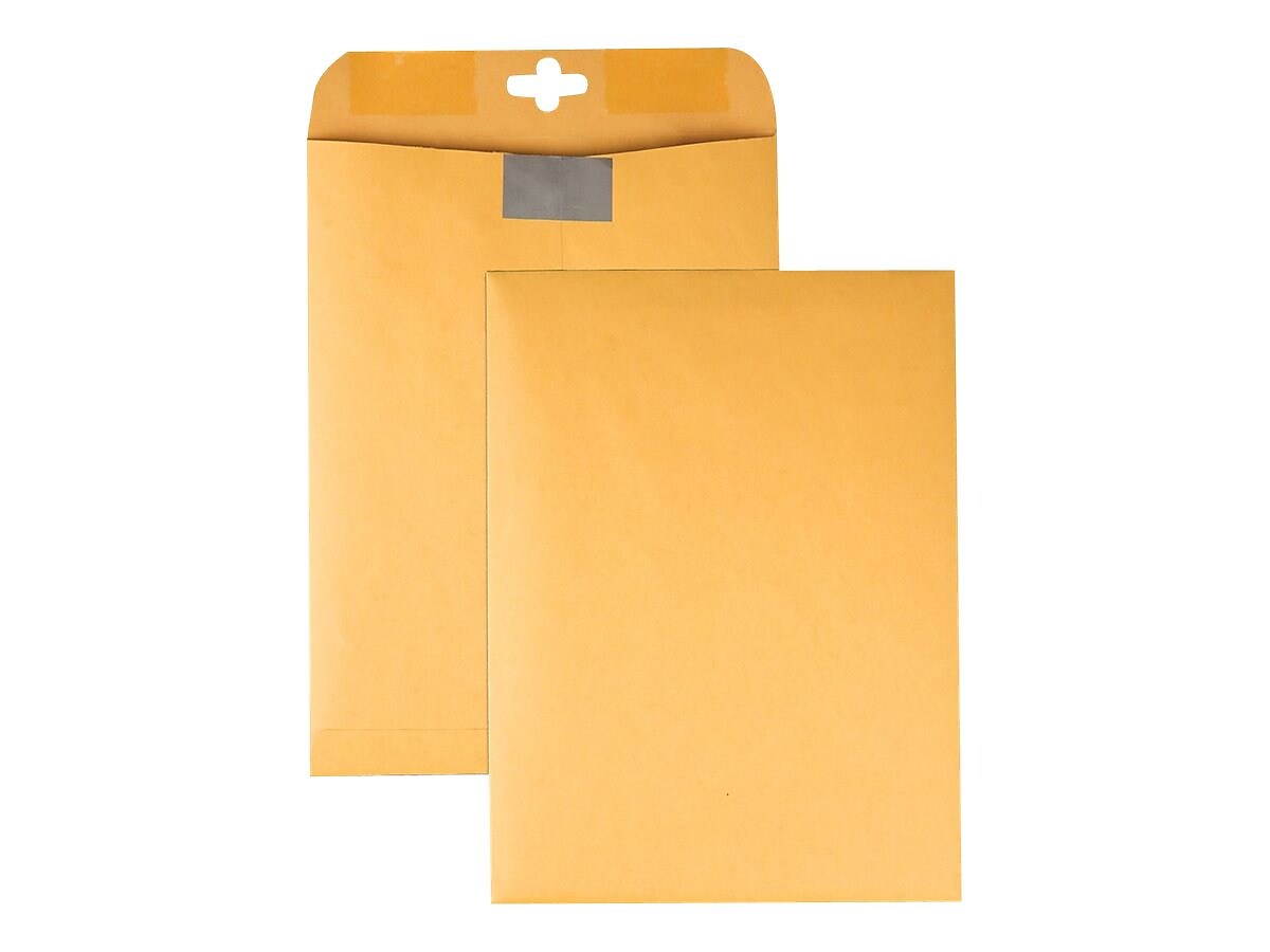 Quality Park ClearClasp Redi-Tac Catalog Envelopes, 9" x 12", Brown Kraft, 100/Box