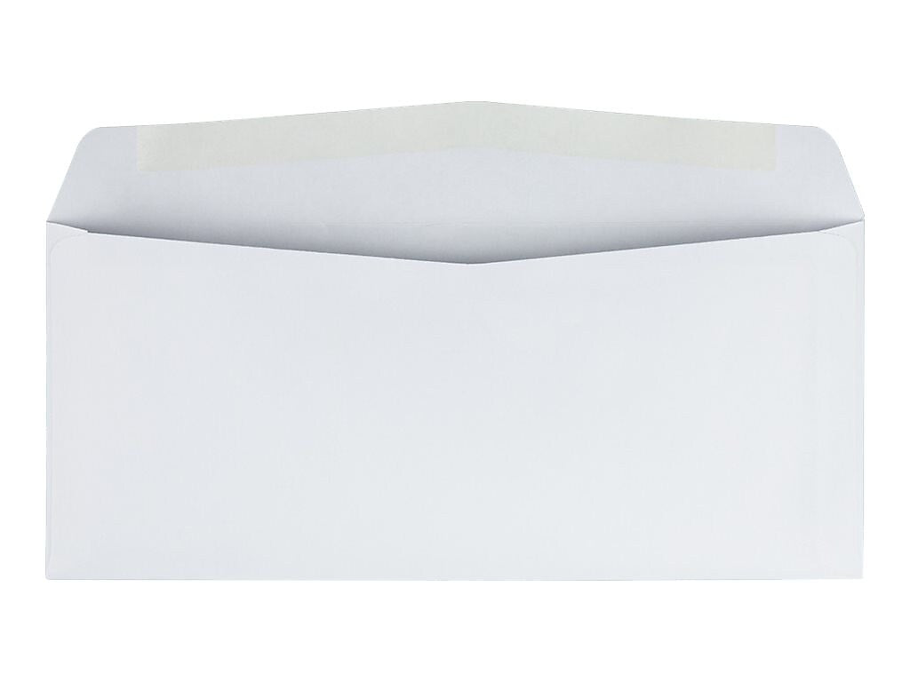 Quality Park Gummed #10 Business Envelopes, 4 1/8" x 9 1/2", White Wove, 1000/Carton