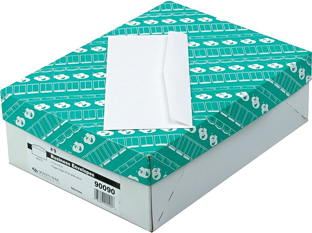 Quality Park Gummed Contemporary Style Business #9 Envelopes, 3 7/8