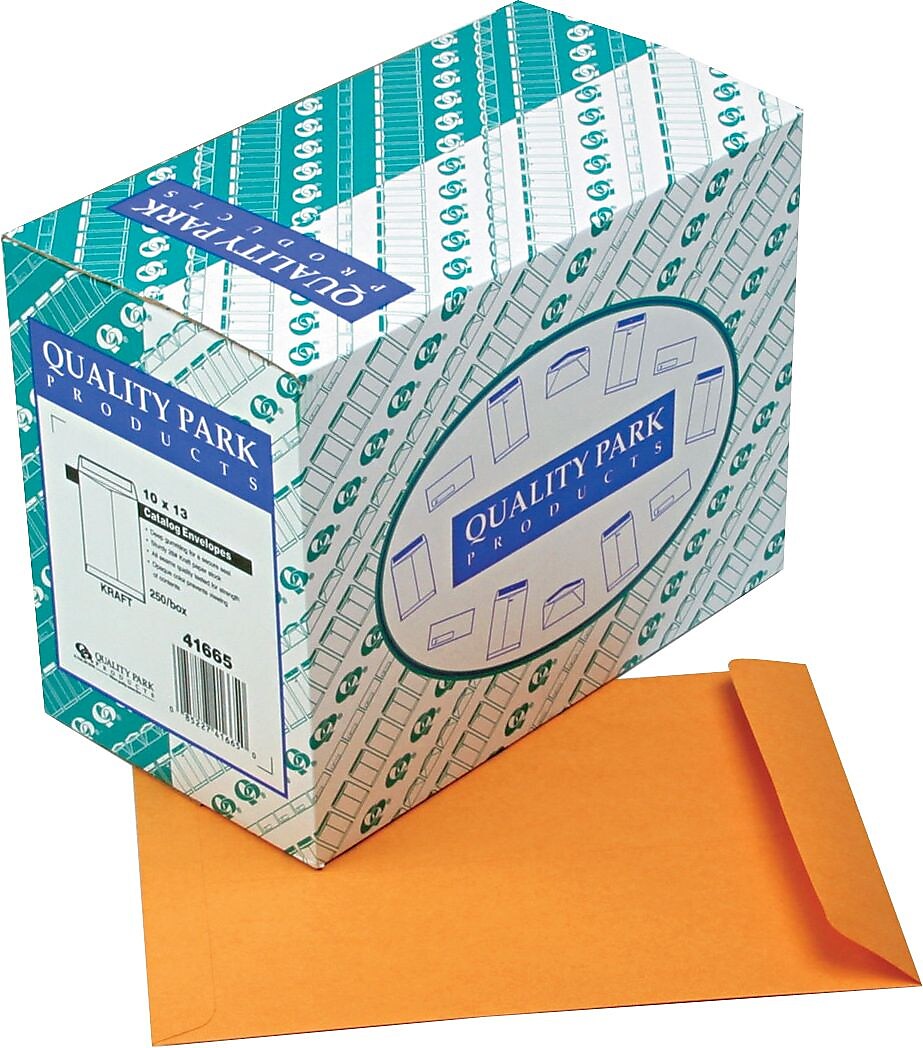 Quality Park Gummed Kraft Catalog Envelope, 10" x 13", Kraft, 250/Box