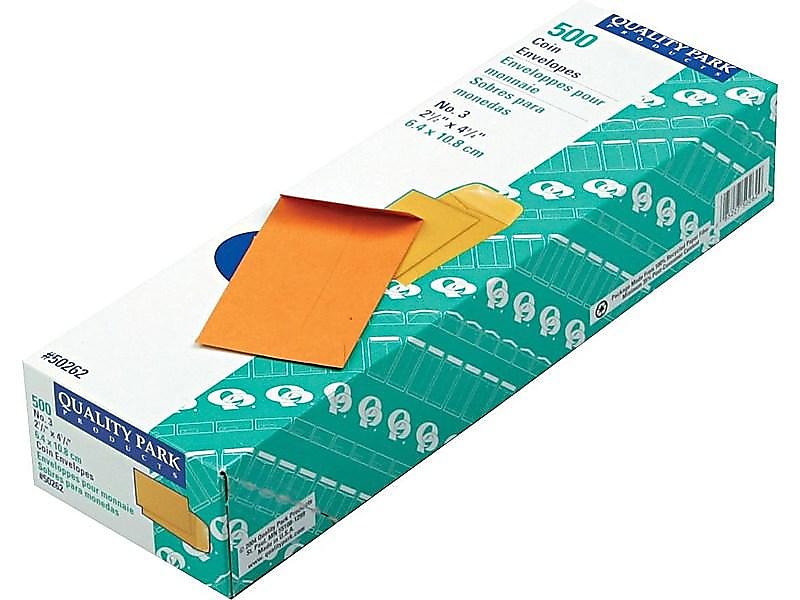 Quality Park Gummed Kraft Currency Envelopes, 2 1/2