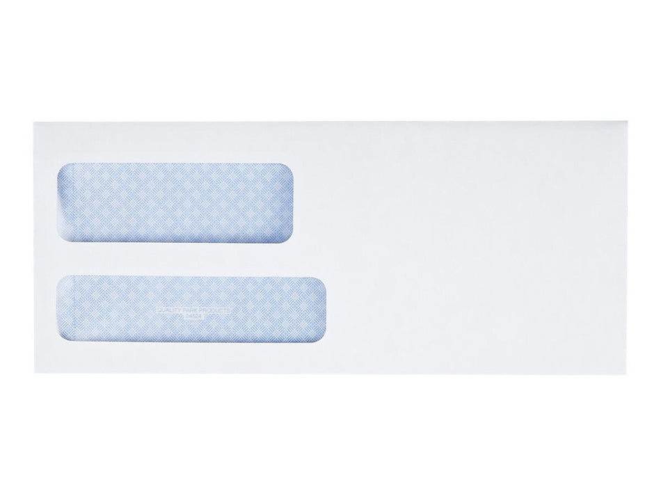 Quality Park Gummed Security Tinted #9 Double Window Envelopes, 3 7/8" x 8 7/8", White Wove, 500/Box