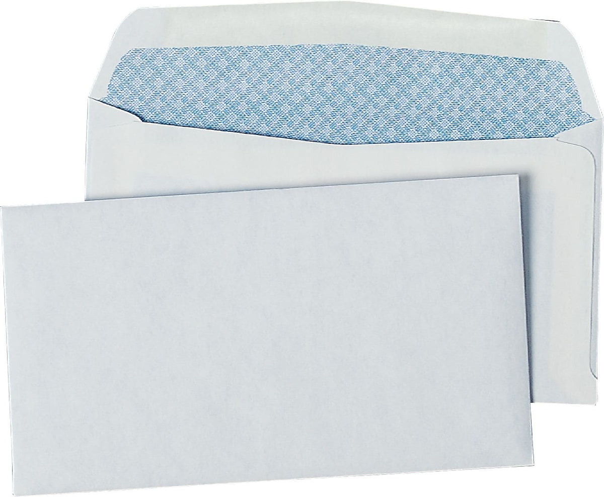 Quality Park Gummed Security Tinted Business Envelopes, 3 5/8" x 6 1/2", White, 500/Bx