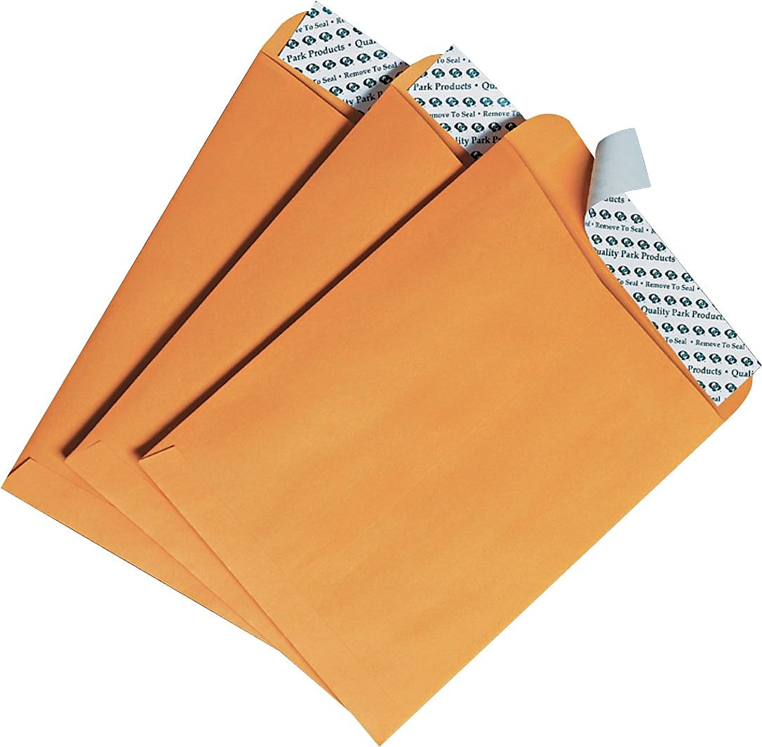 Quality Park Kraft Redi-Strip Self Seal Catalog Envelope, 6" x 9", Kraft, 100/Box