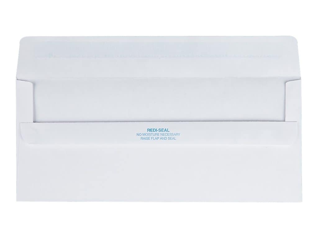 Quality Park Redi-Seal #10 Business Envelopes, 4 1/8" x 9 1/2", White Wove, 500/Box