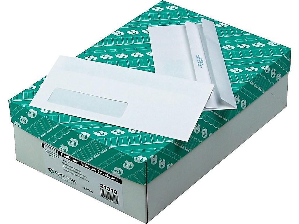 Quality Park Redi-Seal #10 Window Envelopes, 4 1/8" x 9 1/2", White Wove, 500/Box