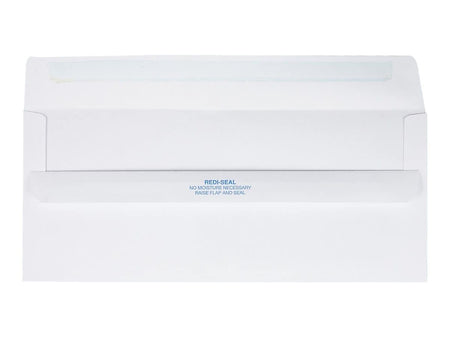 Quality Park Redi-Seal #10 Window Envelopes, 4 1/8" x 9 1/2", White Wove, 500/Box