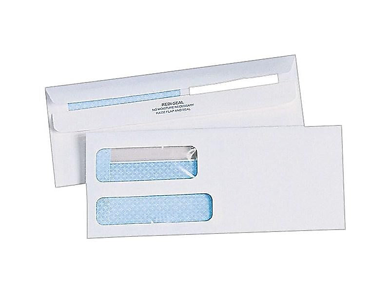 Quality Park Redi-Seal Security Tinted #10 Double Window Envelopes, 4 1/8" x 9 1/2", White, 500/Box