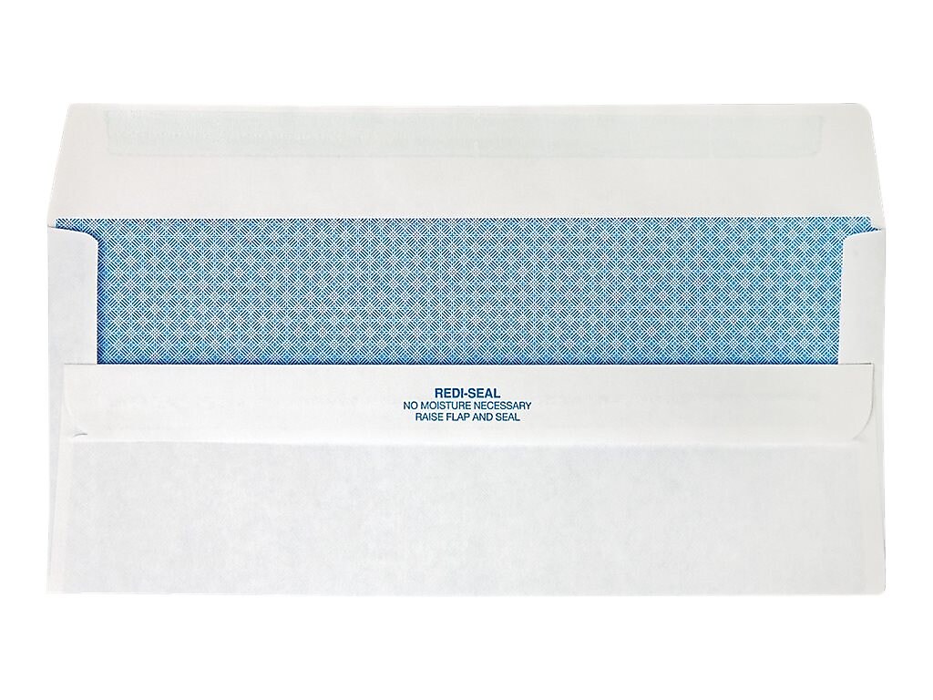 Quality Park Redi-Seal Security Tinted #10 Window Envelope, 4 1/8" x 9 1/2", White Wove, 500/Box