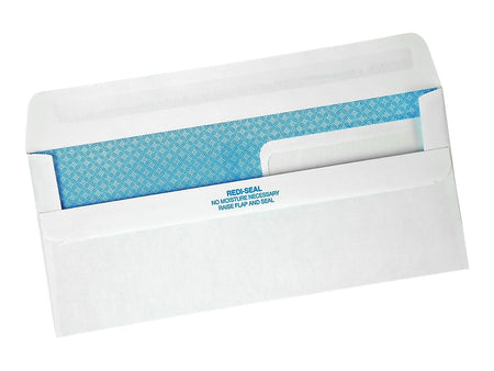 Quality Park Redi-Seal Security Tinted #9 Double Window Envelopes, 3 7/8" x 8 7/8", White Wove, 500/Box