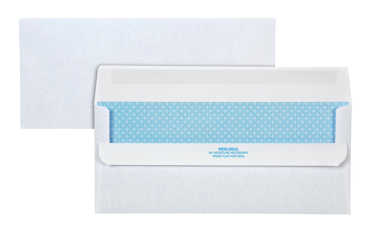 Quality Park Redi-Seal Security Tinted Business Envelopes, 4 1/8" x 9 1/2", White, 500/Box