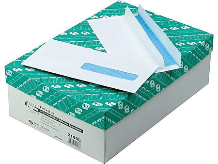 Quality Park Redi-Seal Security Tinted Window Envelope, 4 1/2" x 9 1/2", Woven White, 500/Box