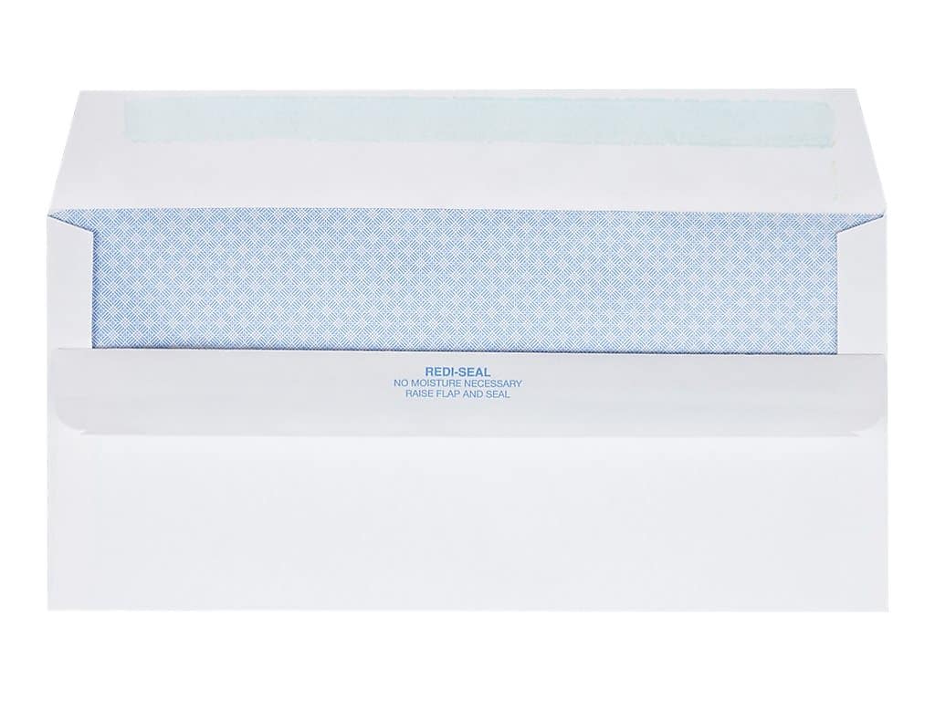 Quality Park Redi-Seal Security Tinted Window Envelope, 4 1/2" x 9 1/2", Woven White, 500/Box