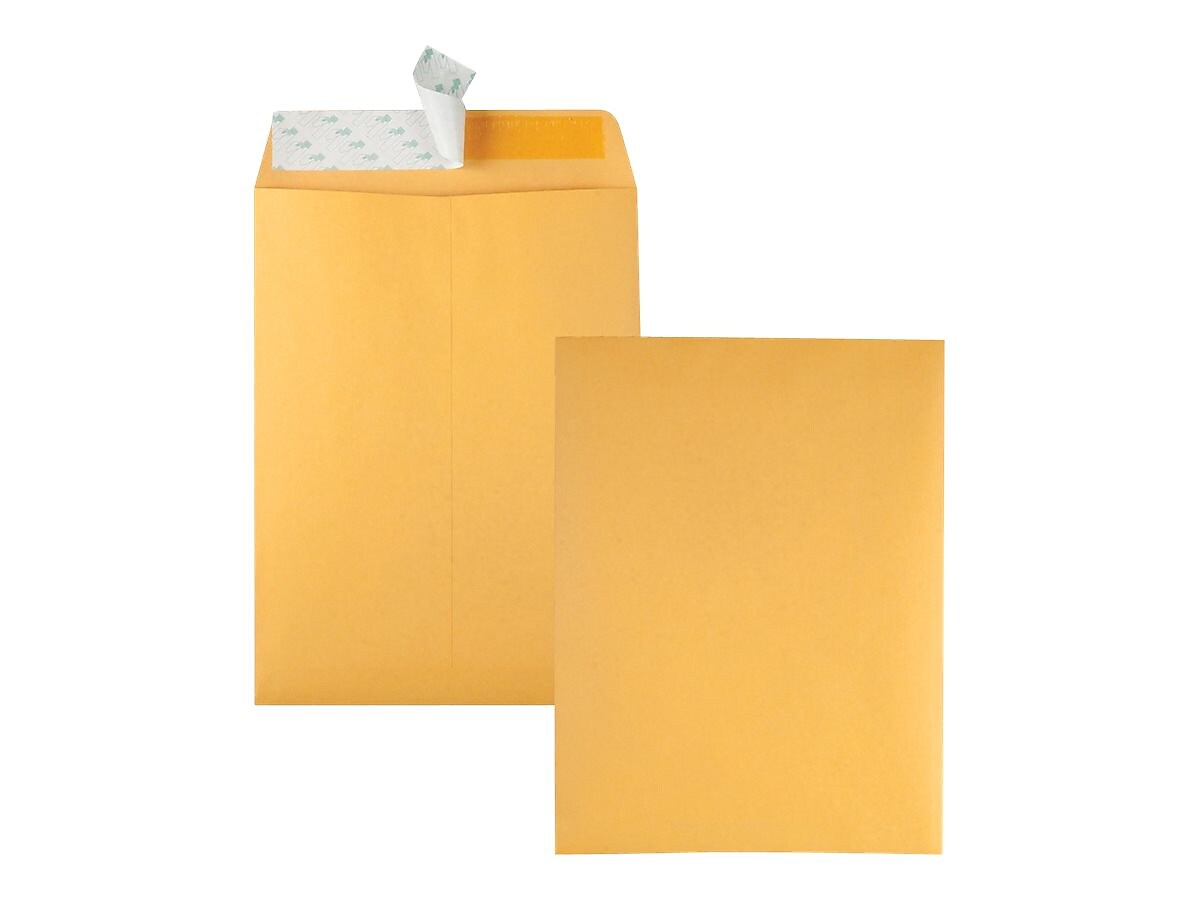 Quality Park Redi-Strip Catalog Envelopes, 9" x 12", Brown Kraft, 100/Box