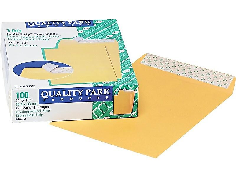 Quality Park Redi-Strip Kraft Catalog Envelopes, 10" x 13", Brown Kraft, 100/Box