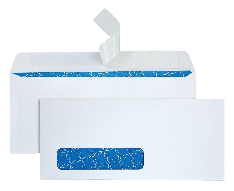 Quality Park Redi-Strip Security Tinted #10 Business Window Envelopes, 4 1/8" x 9 1/2", White Wove, 500/Box