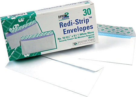 Quality Park Redi-Strip Security Tinted #10 Envelopes, 4-1/8" x 9-1/2", White, 30/Box