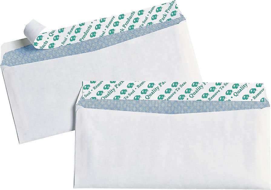 Quality Park Redi-Strip Security Tinted #10 Envelopes, 4-1/8" x 9-1/2", White, 30/Box