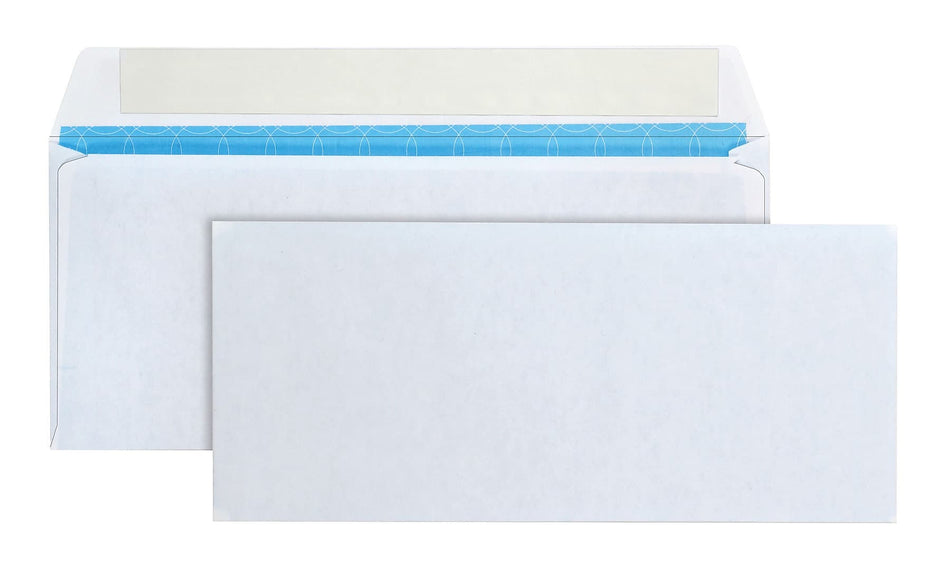 Quality Park Redi-Strip Security Tinted #10 Treated Business Envelopes, 4 1/8" x 9 1/2", White Wove, 500/Box