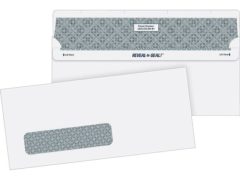 Quality Park Reveal-N-Seal Security Tinted #10 Window Envelope, 4 1/8" x 9 1/2", White Wove, 500/Box