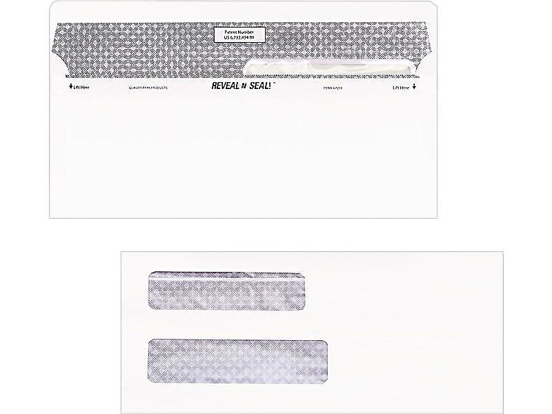 Quality Park Reveal-N-Seal Security Tinted #8 Business Envelopes, 3 5/8" x 8 5/8", White Wove, 500/Box