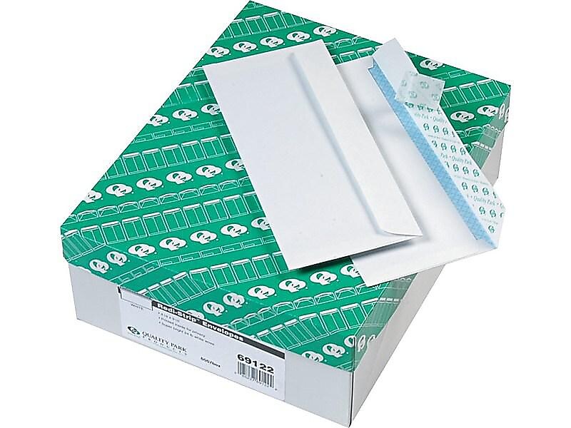 Quality Park Self Seal Security Tinted #10 Business Envelopes, 4 1/8" x 9 1/2", White Wove, 500/Box