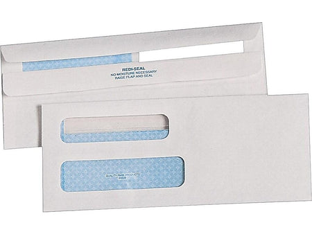 Quality Park Self Seal Security Tinted #8 5/8 Double Window Envelope 3 5/8" x 8 5/8", White, 500/Box