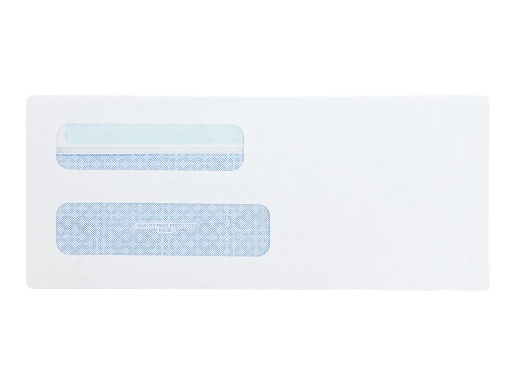 Quality Park Self Seal Security Tinted #8 5/8 Double Window Envelope 3 5/8" x 8 5/8", White, 500/Box