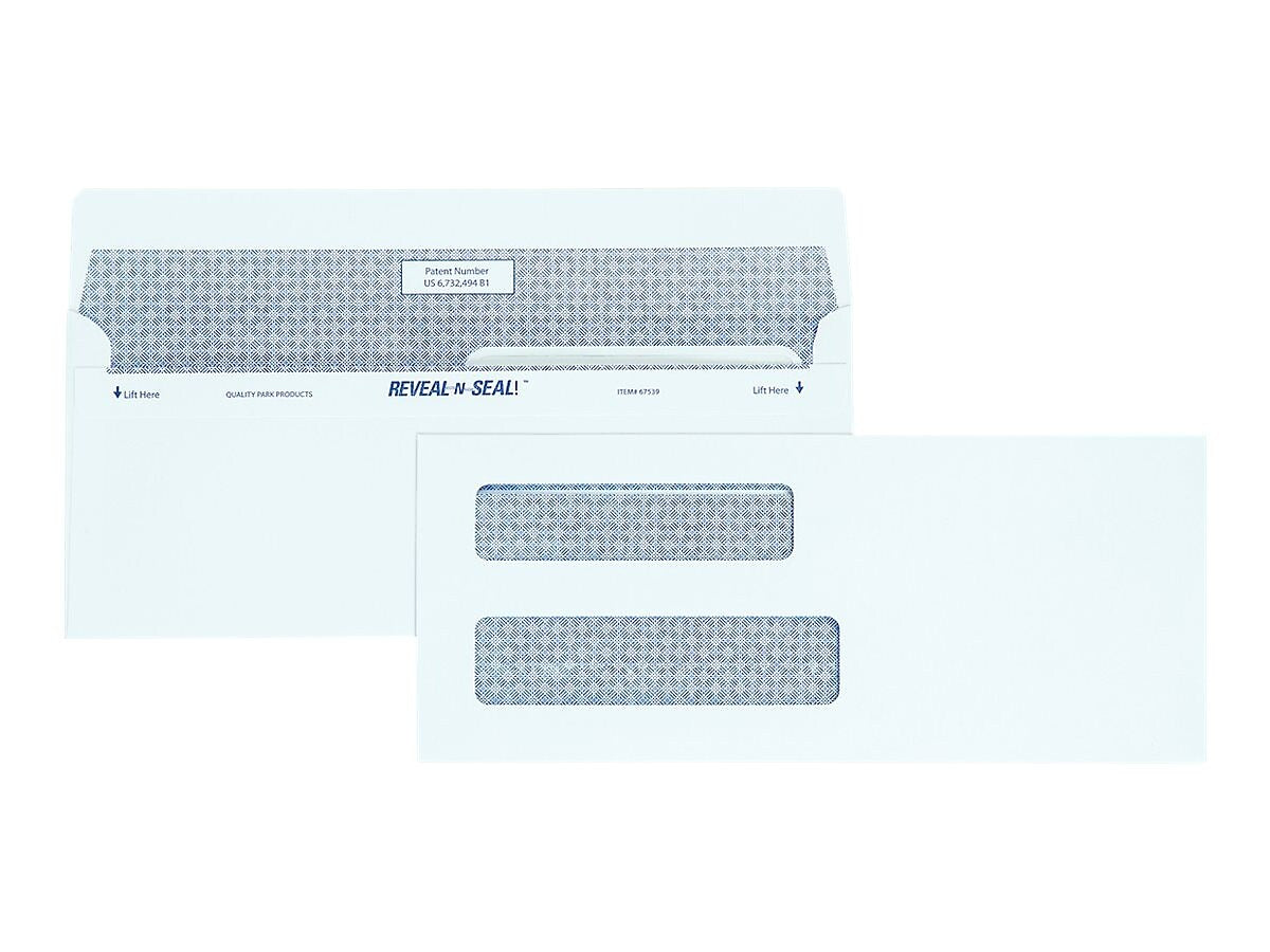 Quality Park Self Seal Security Tinted #8 Double Window Envelope 3 5/8