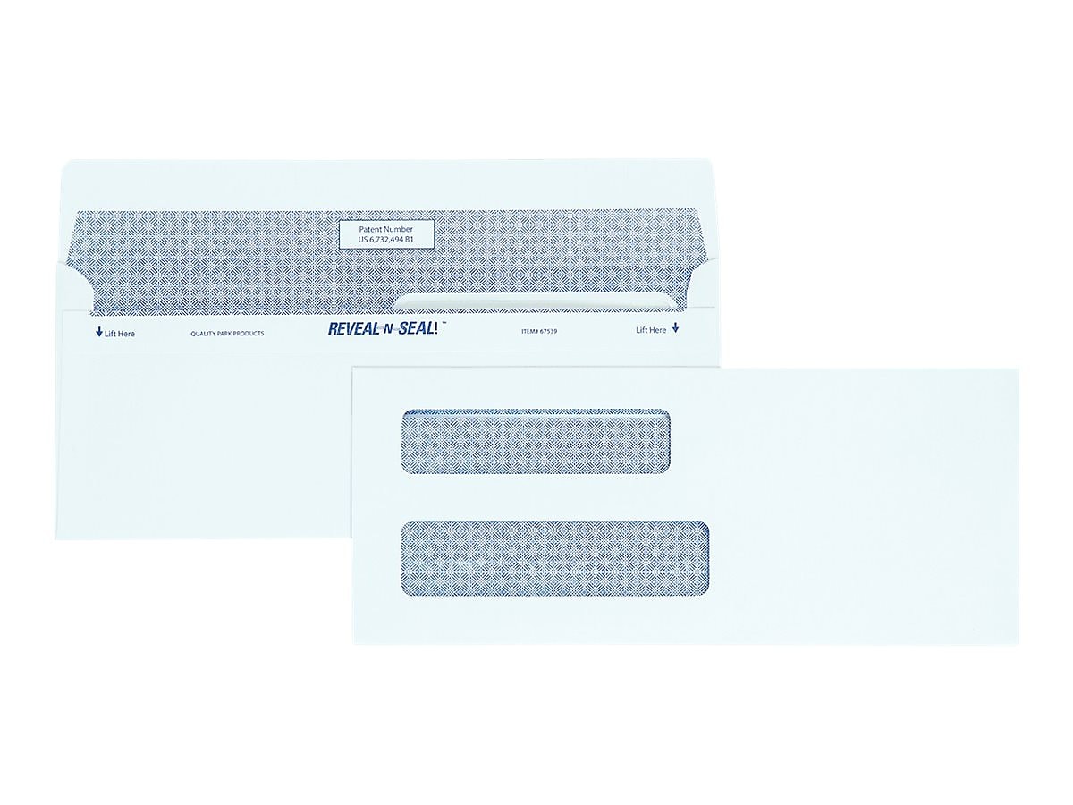 Quality Park Self Seal Security Tinted #8 Double Window Envelope 3 5/8